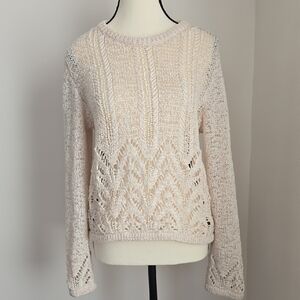 BCBGMaxAzria Mixed Stitch Textured Cream Sweater Size Med